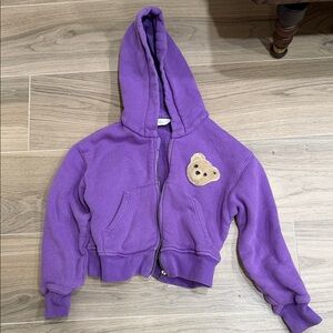 Palm Angels Purple Kids Hoodie with Bear Accent